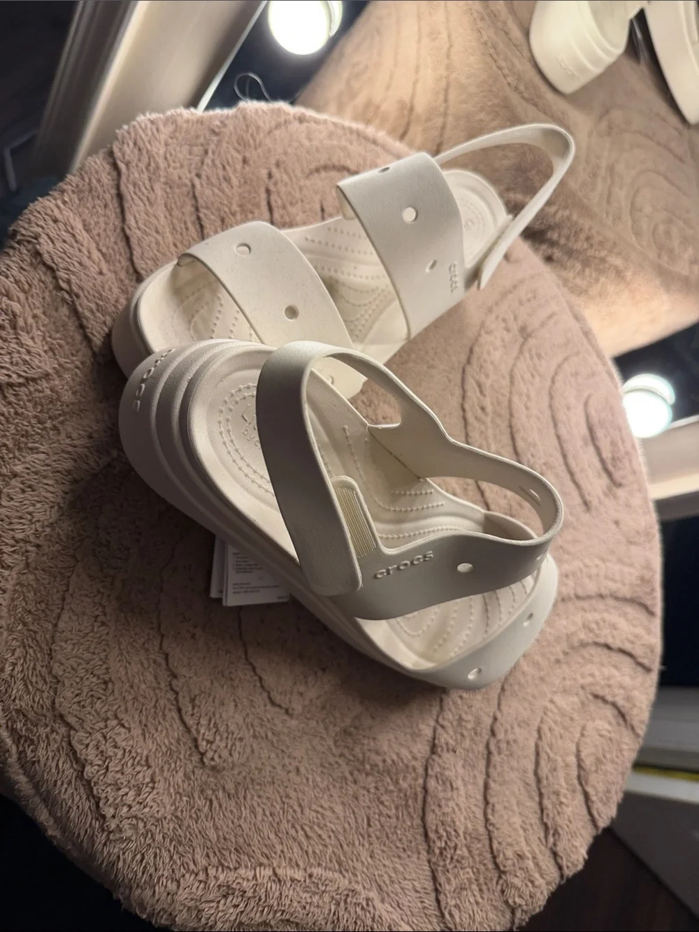 CROCS Women's Cream Platform Slingback Sandals